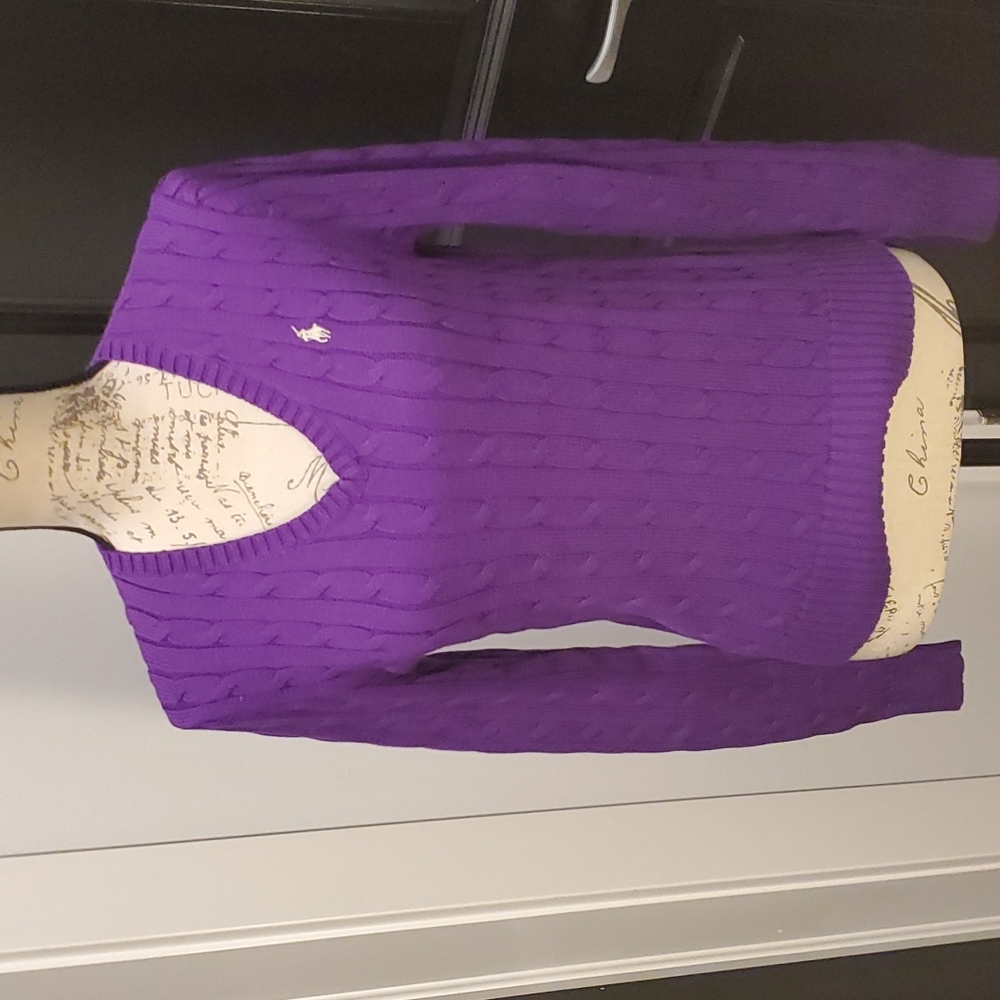 Polo Ralph Lauren Purple V Neck Sweater  Size M